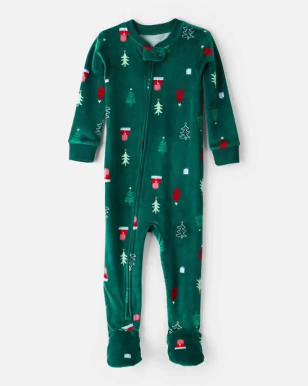 NEW! 2T Carter's Baby Velour Long-Sleeve Snug Fit One-Piece Christmas Pajamas